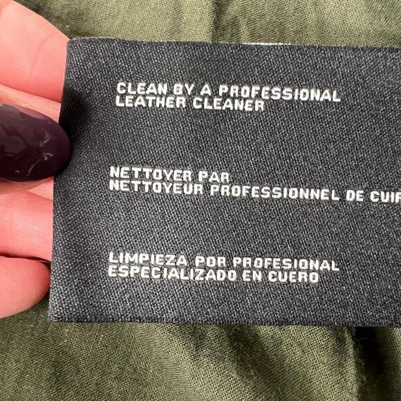 Michael Kors Suede Leather Jacket Vince Coat Full Zip Green *No Belt Large *Flaw - Picture 13 of 13